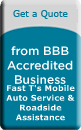 BBB image that links to the bbb to get a quote from Fast T's Mobile Auto Repair an A+ Accredited Auto Repair Business